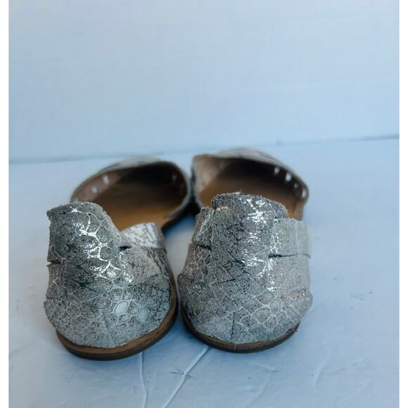 Vince Camuto Reta Woven Silver Leather Croc Embossed D'Orsay Flat Shoes Sz 9M - Picture 6 of 10